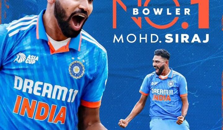 भारतीय क्रिकेटर मोहम्मद सिराज को मिला इनाम……. वन डे क्रिकेट में बने दुनिया के नंबर वन गेंदबाज