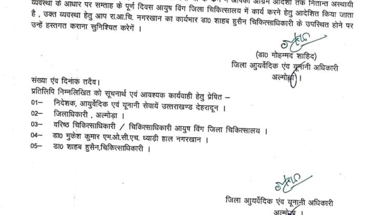 अल्मोड़ा:- लंबे समय से रिक्त पद पर फार्मेसी अधिकारी की तैनाती, अब सप्ताह में छह दिन मिलेंगी सेवाएं